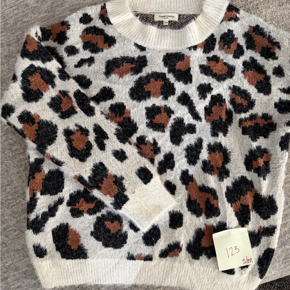 Sweet Love Leopard Print Sweater - Black, Brown, and Cream